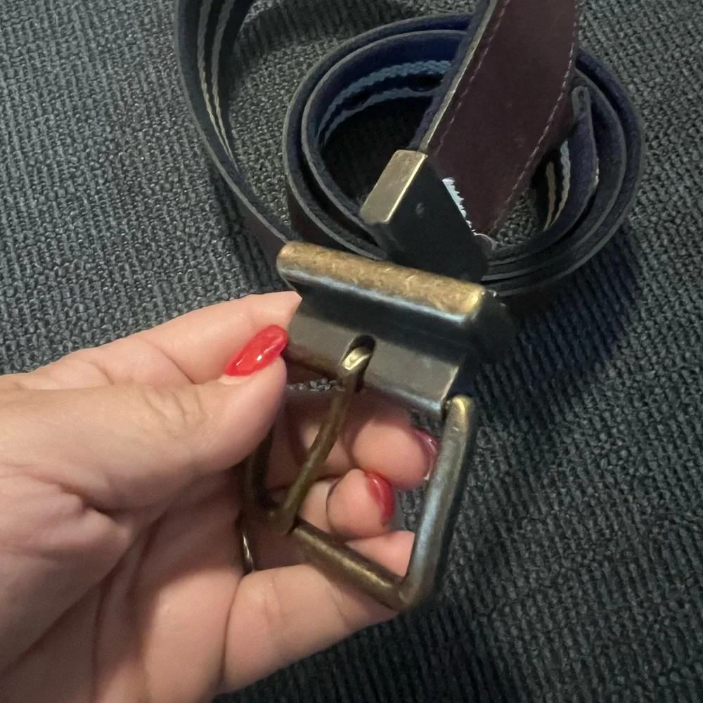 Men's Reversible Leather/Canvas Belt